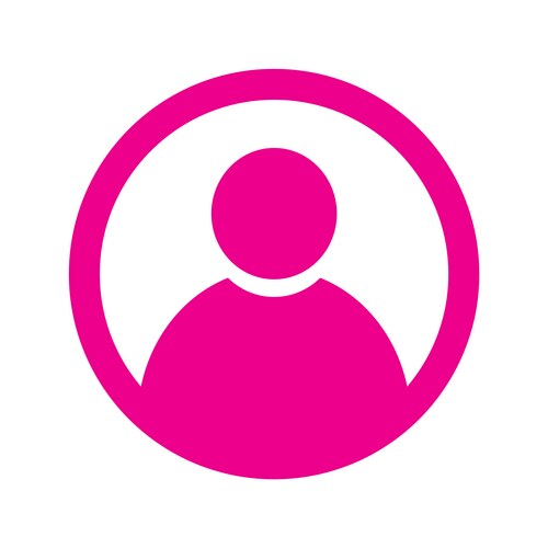 Pink icon of a person with a white background